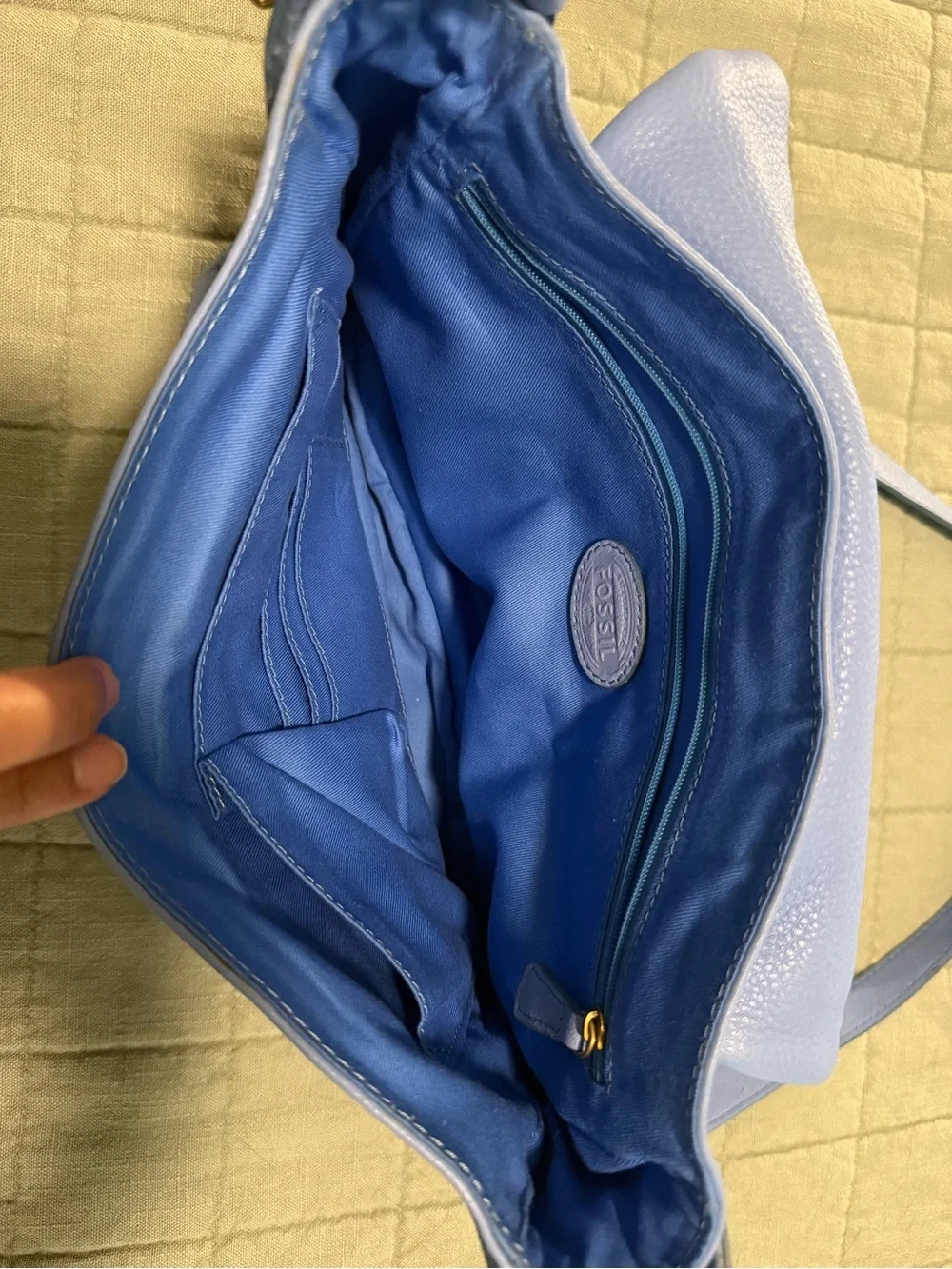 Fossil Light Blue Leather Crossbody